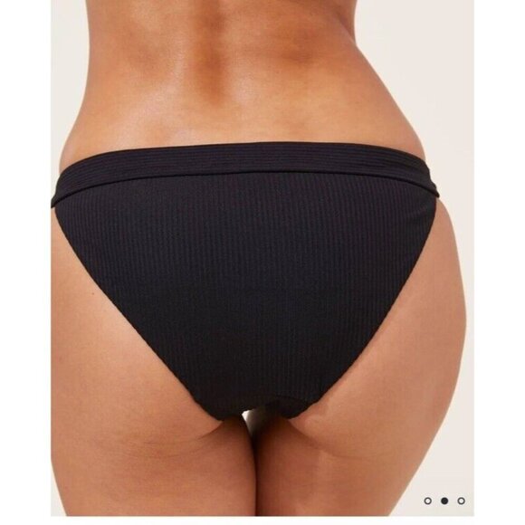 Andie Swim The Banded Cheeky Rib Bikini Bottom Stretch Black Medium NWTS New E - Picture 3 of 4